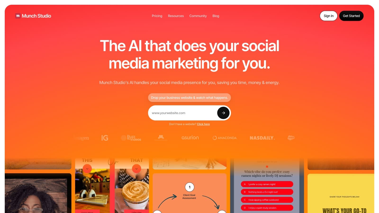 Munch Review: The clipper that pivoted into a $48/mo social-media autopilot landing page screenshot
