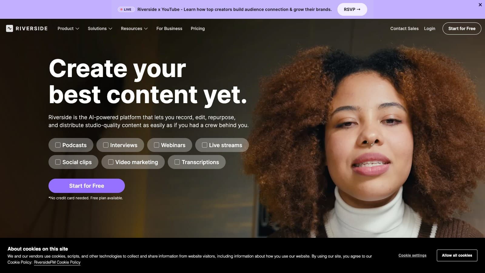Riverside Review: The remote recording studio your guests actually survive landing page screenshot