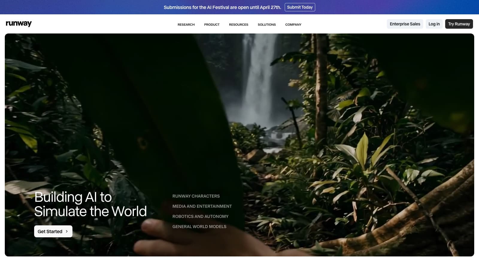 Runway landing page — hero screenshot