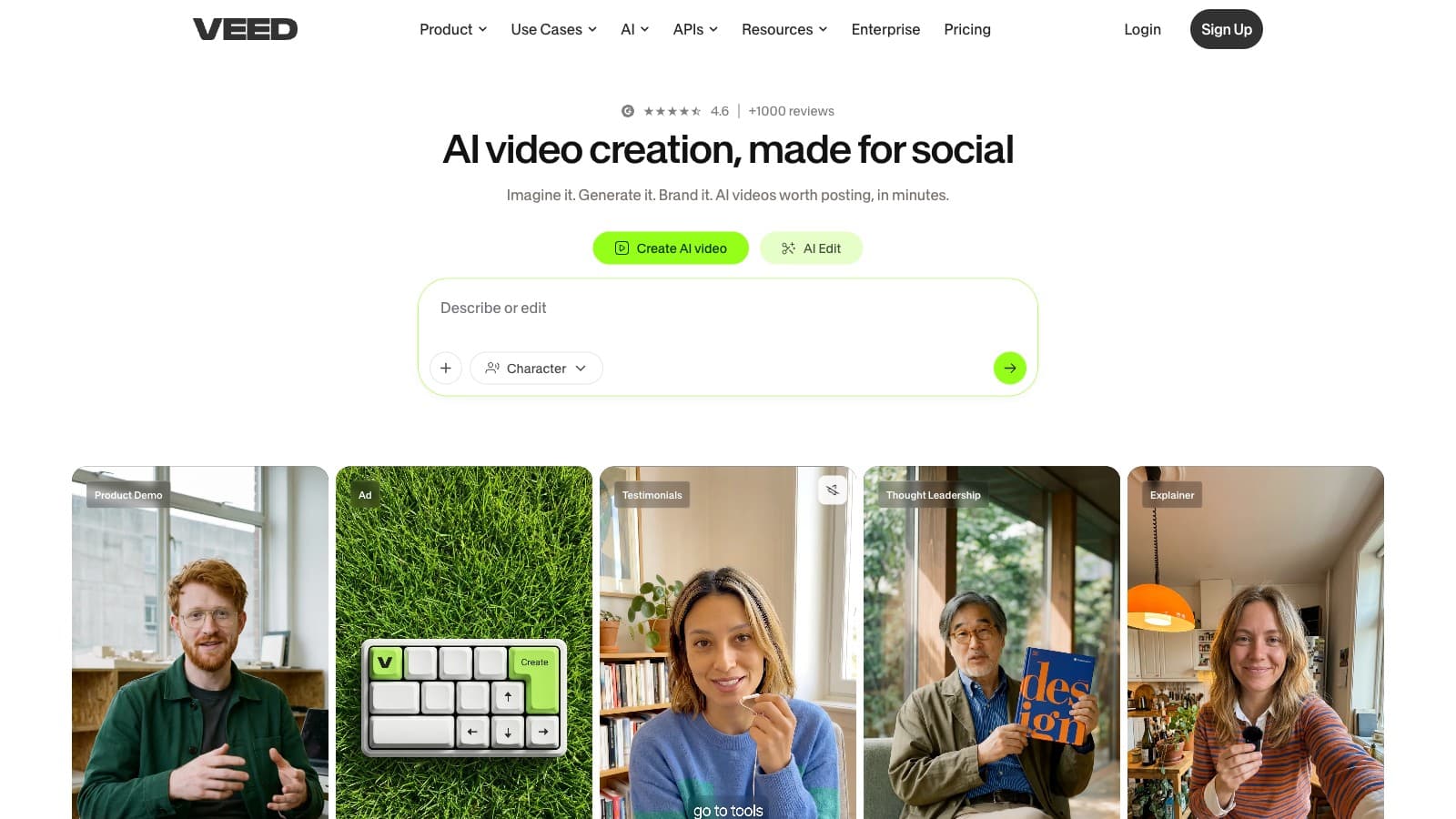 VEED Review: The bundle editor, if you can swallow the annual commit landing page screenshot
